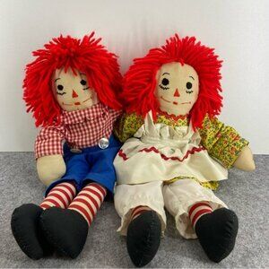 Vintage Raggedy Ann and Andy Plush Toy Dolls 16 inches